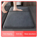 Plush dark gray velvet floor mat non slip bathroom rug