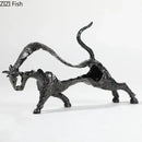 Abstract black cast iron bull statue living room metal decor