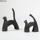 Abstract black cast iron bull statue living room metal decor