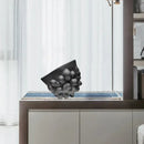 Abstract black ceramic pleated vase living room textured sculpture