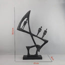 Abstract black geometric couple cast iron sculpture living room decor