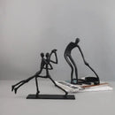 Abstract black geometric couple cast iron sculpture living room decor