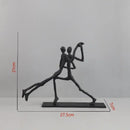 Abstract black geometric couple cast iron sculpture living room decor