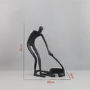 Abstract black geometric couple cast iron sculpture living room decor