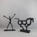 Abstract black geometric couple cast iron sculpture living room decor