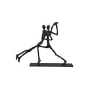 Abstract black geometric couple cast iron sculpture living room decor