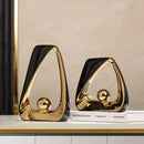 Abstract black & gold geometric triangles sculpture living room decor