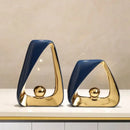 Abstract black & gold geometric triangles sculpture living room decor