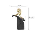 Abstract black & gold horse statue – living room resin sculpture