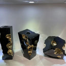 Abstract black & golden notch ceramic vase living room decor accessory