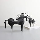 Abstract black horse metal sculpture living room decorative figurine