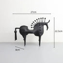 Abstract black horse metal sculpture living room decorative figurine