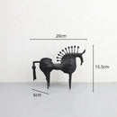 Abstract black horse metal sculpture living room decorative figurine