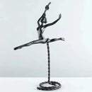 Abstract black metal ballerina dancer sculpture living room decor