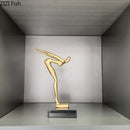 Abstract black metal gymnast statue desk ornament living room decor