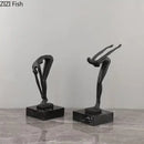 Abstract black metal gymnast statue desk ornament living room decor
