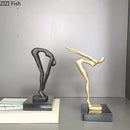 Abstract black metal gymnast statue desk ornament living room decor