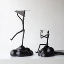 Abstract black resin paper airplane cloud figurine living room decor