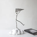 Abstract black resin paper airplane cloud figurine living room decor