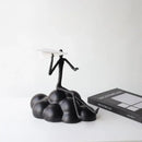 Abstract black resin paper airplane cloud figurine living room decor