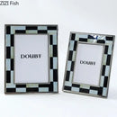 Abstract black & silver checkered photo frame bedroom desktop decor