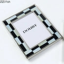 Abstract black & silver checkered photo frame bedroom desktop decor