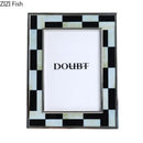 Abstract black & silver checkered photo frame bedroom desktop decor