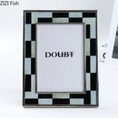 Abstract black & silver checkered photo frame bedroom desktop decor
