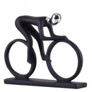 Abstract black & silver resin cyclist statue living room decor