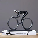 Abstract black & silver resin cyclist statue living room decor