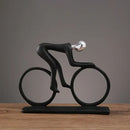 Abstract black & silver resin cyclist statue living room decor