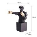 Abstract black & white boxer resin statue living room decor