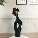Abstract black & white ceramic vase living room decor sculpture