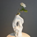 Abstract black & white ceramic vase living room decor sculpture