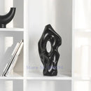 Abstract black & white ceramic vase living room decor sculpture