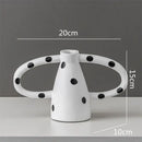 Abstract black & white ceramic vase set living room white spots