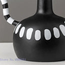 Abstract black & white ceramic vase set living room white spots