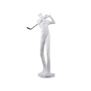Abstract black & white golf player sculpture living room decor