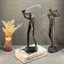 Abstract black & white golf player sculpture living room decor