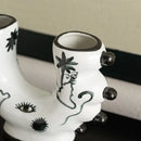 Abstract black & white graffiti ceramic vase living room decor