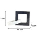 Abstract black & white marble geometric knot – living room square ring statue