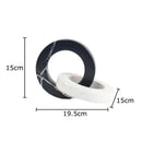 Abstract black & white marble geometric knot – living room square ring statue