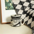 Abstract black & white striped espresso cups – kitchen coffee gift