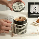 Abstract black & white striped espresso cups – kitchen coffee gift