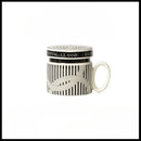 Abstract black & white striped espresso cups – kitchen coffee gift