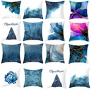 DecorBites™ Blue Ink Gold Edge Geometric Cushion Cover - Polyester Throw Pillow Case