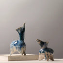 Abstract blue & white irregular ink pattern ceramic vase living room decor
