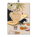 Abstract botanical and girl hand wall art set of 6 – living room decor
