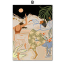 Abstract botanical and girl hand wall art set of 6 – living room decor