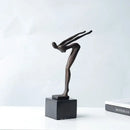 Abstract bronze diving sportsman metal sculpture living room decor